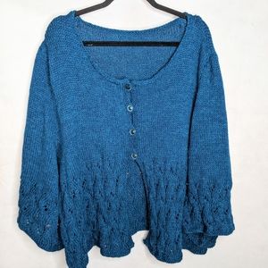 Blue Cardigan Womens Sweater Handmade Boho